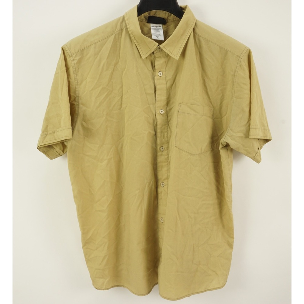 Patagonia Draftsman Performance Button Up Shirt Men's XL Short‎ Sleeve Tan Light
